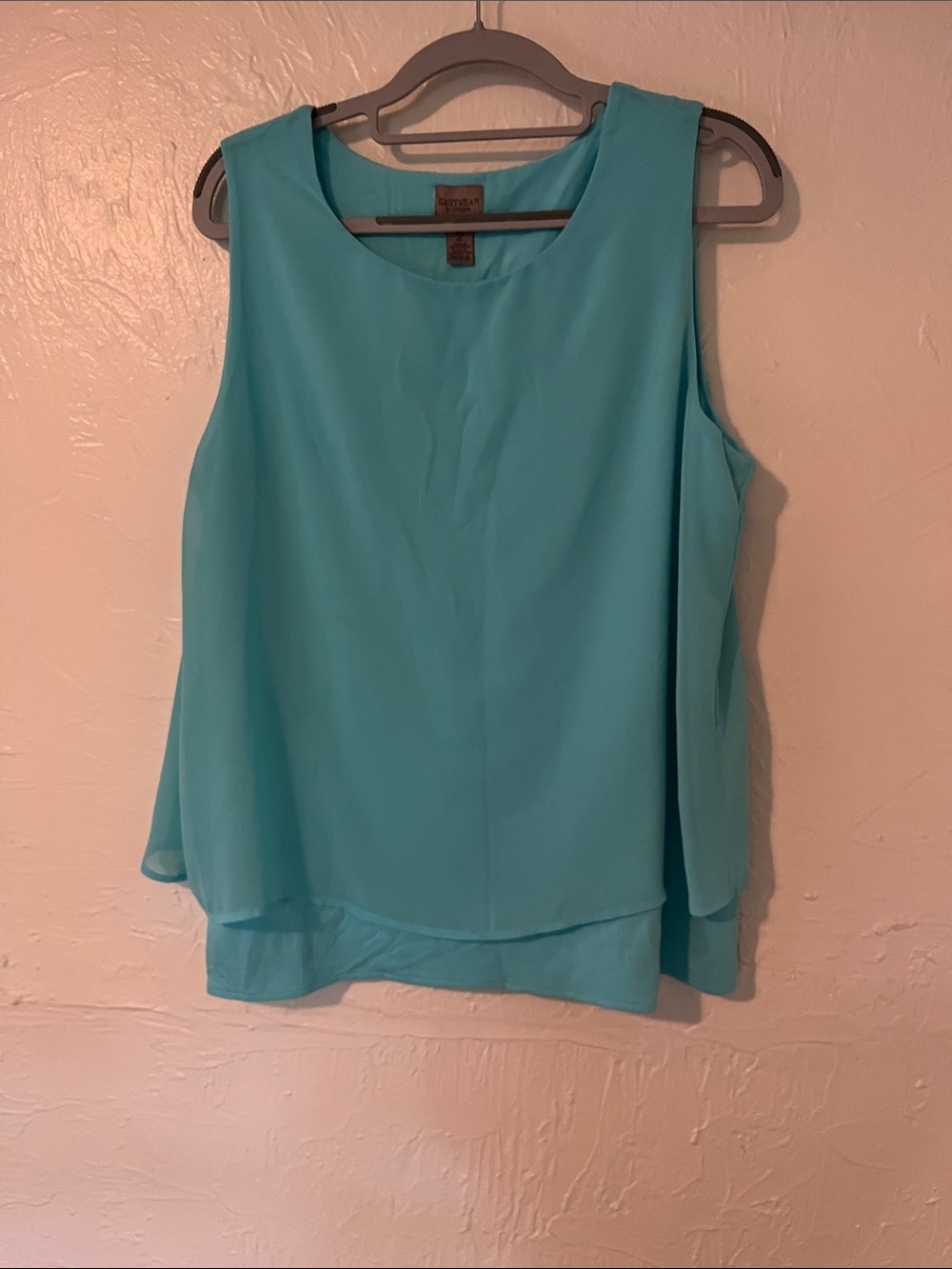 Petite Sophisticate Layered Chiffon Camisole - Turquoise Blue